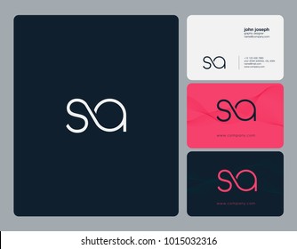 Letters S A, S & A joint logo icon with business card vector template.
