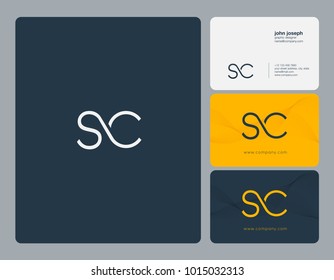 Letters S C, S & C joint logo icon with business card vector template.
