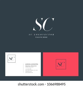 Letters S C, S & C joint logo icon with business card vector template.

