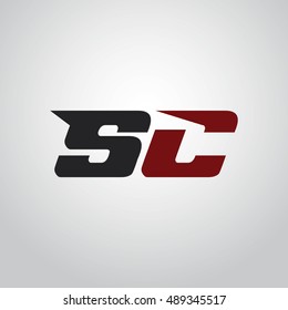 The letters S and C logo automotive black and red colored