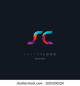 Letters S C, S & C logo, multi colour letters icon vector template.