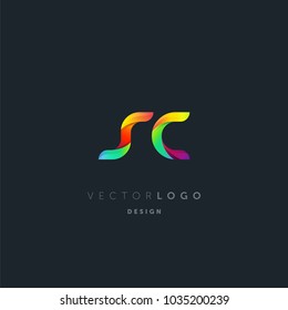 Letters S C, S & C logo, multi colour letters icon vector template.