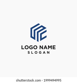 Letters S and C or SC line logo design.