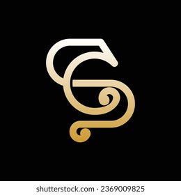 Letters S and C or SC line logo design. Linear minimal stylish emblem. Luxury elegant vector element.