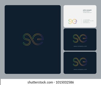 Letters S E, S & E joint logo icon with business card vector template.
