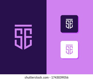 Letters S and E or SE line logo design. Linear minimal stylish emblem. Luxury elegant vector element. Premium business logotype. Graphic alphabet symbol for corporate business identity