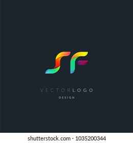 Letters S F, S & F logo, multi colour letters icon vector template.