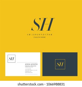 Letters S H, S & H joint logo icon with business card vector template.
