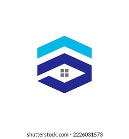 Buchstaben S und Wohnungskombination flaches minimalistisches Logo-Design