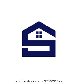 Letters S and home combination flat minimalist logo design