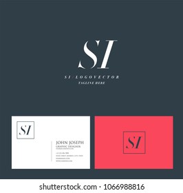 Letters S I, S & I joint logo icon with business card vector template.
