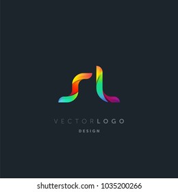 Letters S J, S & J logo, multi colour letters icon vector template.