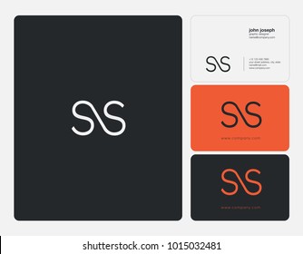Letters S S, S & S joint logo icon with business card vector template.
