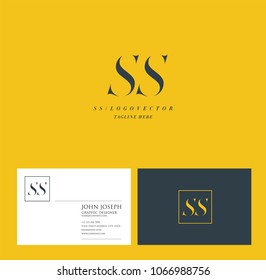 Letters S S, S & S joint logo icon with business card vector template.
