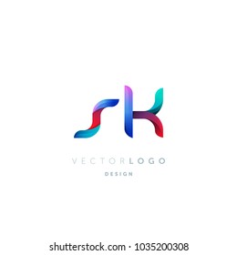 Letters S K, S & K logo, multi colour letters icon vector template.