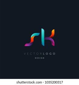 Letters S K, S & K logo, multi colour letters icon vector template.