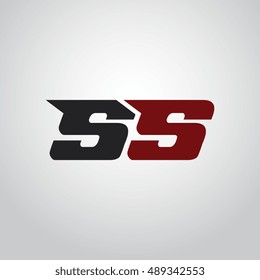 The letters S and S logo automotive black and red colored