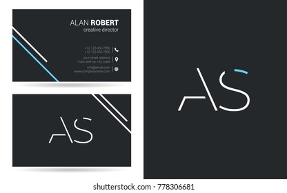 Letters A S Logo icon with Business Card Template Vector.