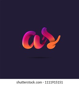 Letters A S, A & S logo, multi colour letters icon vector template.