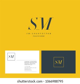 Letters S M, S & M joint logo icon with business card vector template.
