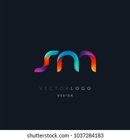 Letters S M, S & M logo, multi colour letters icon vector template.