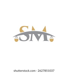 Letras S y M con escala Logo Vector