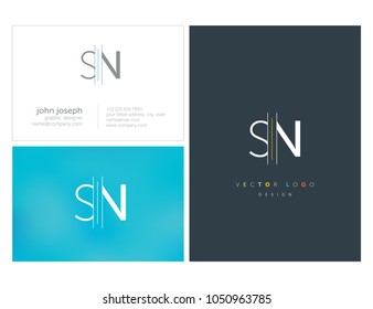 Letters S N, S & N joint logo icon with business card vector template.