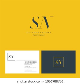 Letters S N, S & N joint logo icon with business card vector template.
