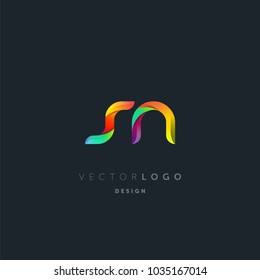 Letters S N, S & N logo, multi colour letters icon vector template.
