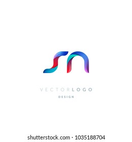 Letters S N, S & N logo, multi colour letters icon vector template.
