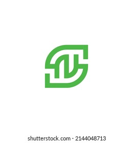 
Letters S and N shaped leaf, green simple symbol logo vector