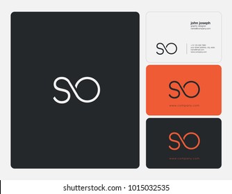 Letters S O, S & O joint logo icon with business card vector template.
