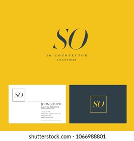 Letters S O, S & O joint logo icon with business card vector template.
