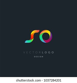 Letters S O, S & O logo, multi colour letters icon vector template.