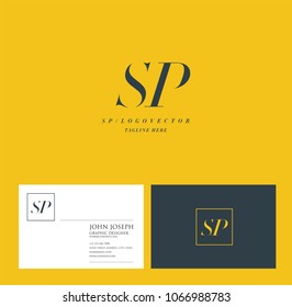 Letters S P, S & P joint logo icon with business card vector template.
