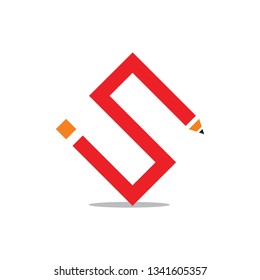 letters s pencil square geometric education concept vector