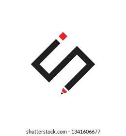 letters s pencil square geometric education concept vector
