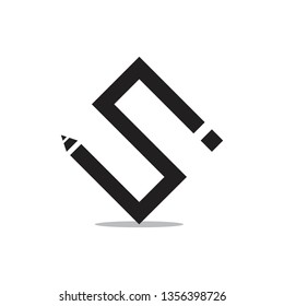 letters s pencil square geometric education concept vector