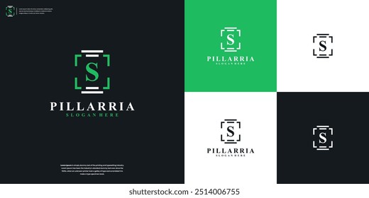 Letras S com pilar firme logotipo design vetor símbolo ilustração, linha firme arte logotipo design inspiração