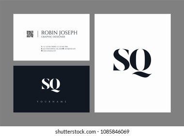Letters S and Q joint logo icon with business card vector template.
