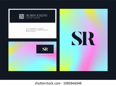 Letters S and R joint logo icon with business card vector template.