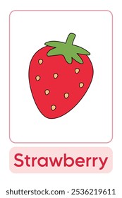 Letters S is for Strawberry. Fruit Flashcard printable learn letters Alphabet english for kids education and game activity. Kindergarten and preschool worksheets printable for kids.