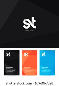 Letters S & T logo icon with business card vector template.
