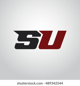 The letters S and U logo automotive black and red colored