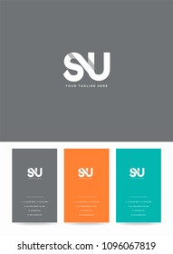 Letters S & U logo icon with business card vector template.

