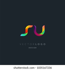 Letters S U, S & U logo, multi colour letters icon vector template.
