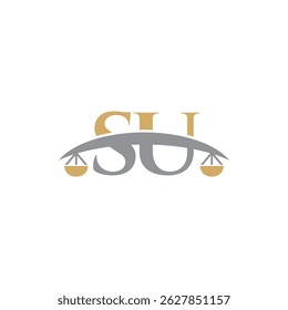 Letters S and U With Scale Logo Vector