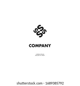 Letters S unique minimal logo design concept. Vector template. Isolated on white background