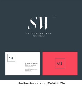 Letters S W, S & W joint logo icon with business card vector template.
