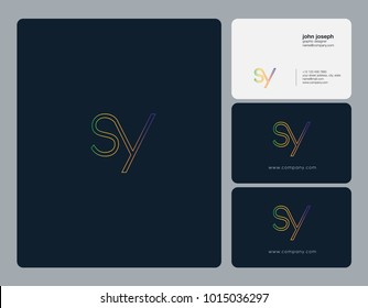 Letters S Y, S & Y joint logo icon with business card vector template.
